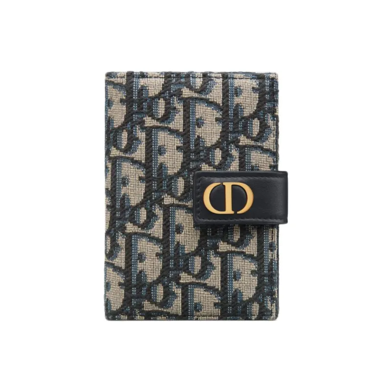 DIOR Oblique Print Card Holder Women's Blue-0