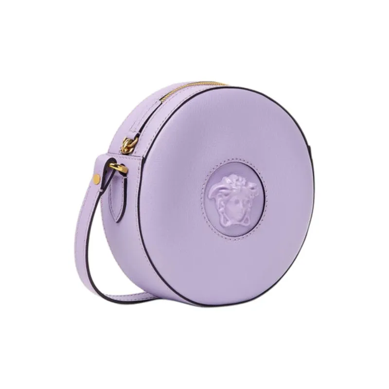 VERSACE La Medusa Calfskin Round Camera Bag, Handbag, Shoulder Bag Women's Purple-2