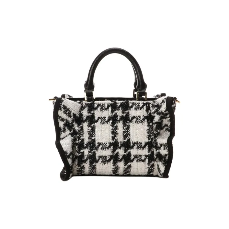 SAMANTHA THAVASA Polyester Shoulder Bag Crossbody Bag Handbag Mini Women's Black & White-4