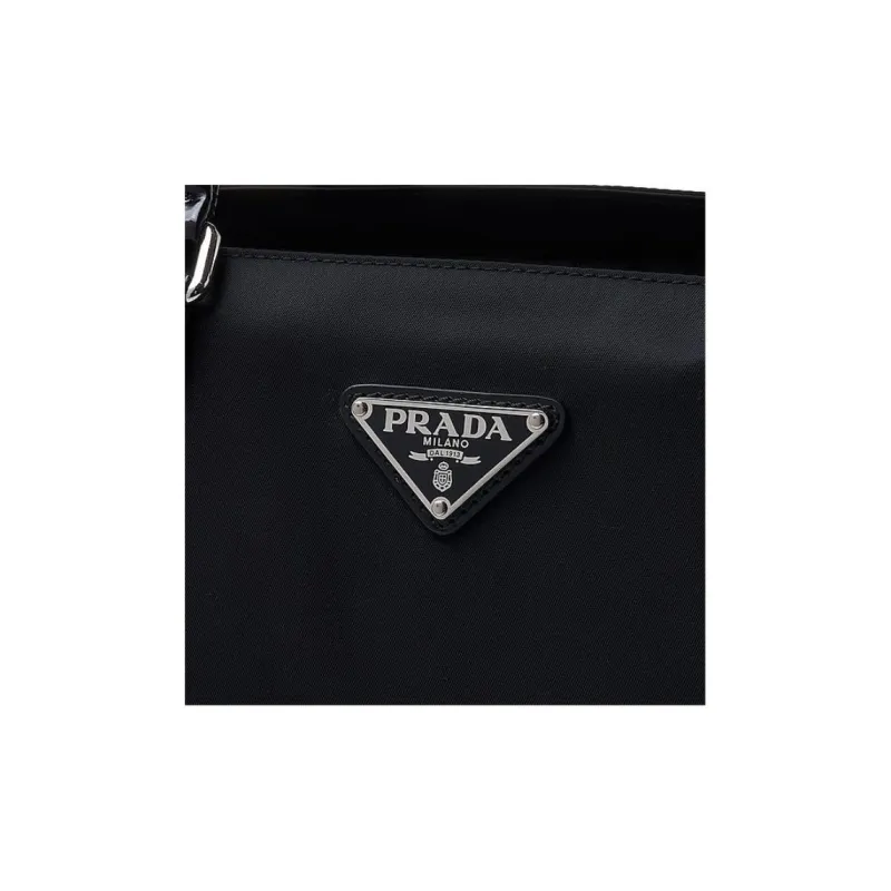 PRADA Nylon And Leather Tote Bag Shopping Bag Shoulder Bag Crossbody Bag Handbag Large Size Women's Black-5