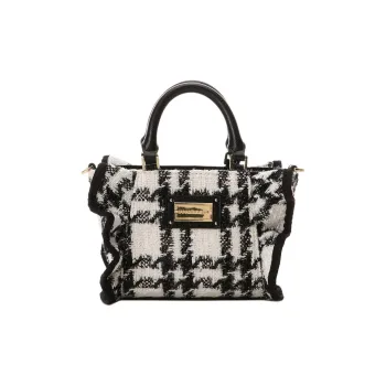SAMANTHA THAVASA Polyester Shoulder Bag Crossbody Bag Handbag Mini Women's Black & White