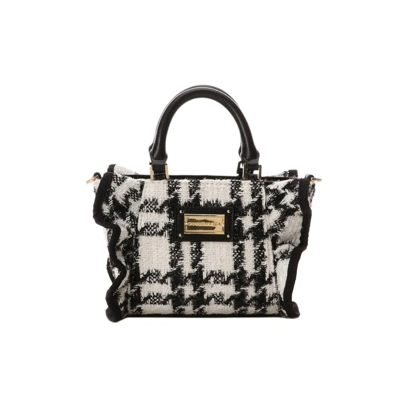 SAMANTHA THAVASA Polyester Shoulder Bag Crossbody Bag Handbag Mini Women's Black & White-0