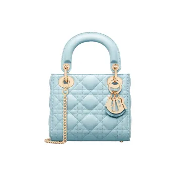 DIOR Lady Dior Wicker Pattern Sheepskin Lady Dior Bag, Shoulder Bag, Crossbody Bag, Handbag Mini Women's Space Blue