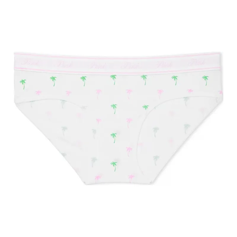 Victoria's Secret PINK LOGO COTTON HIPHUGGER PANTY /OWPP Underpants Women's 1 Pack Pink White-0