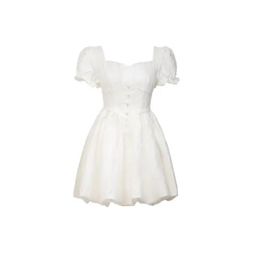 Qingli Wanton Short-Sleeved Dresses Women's White