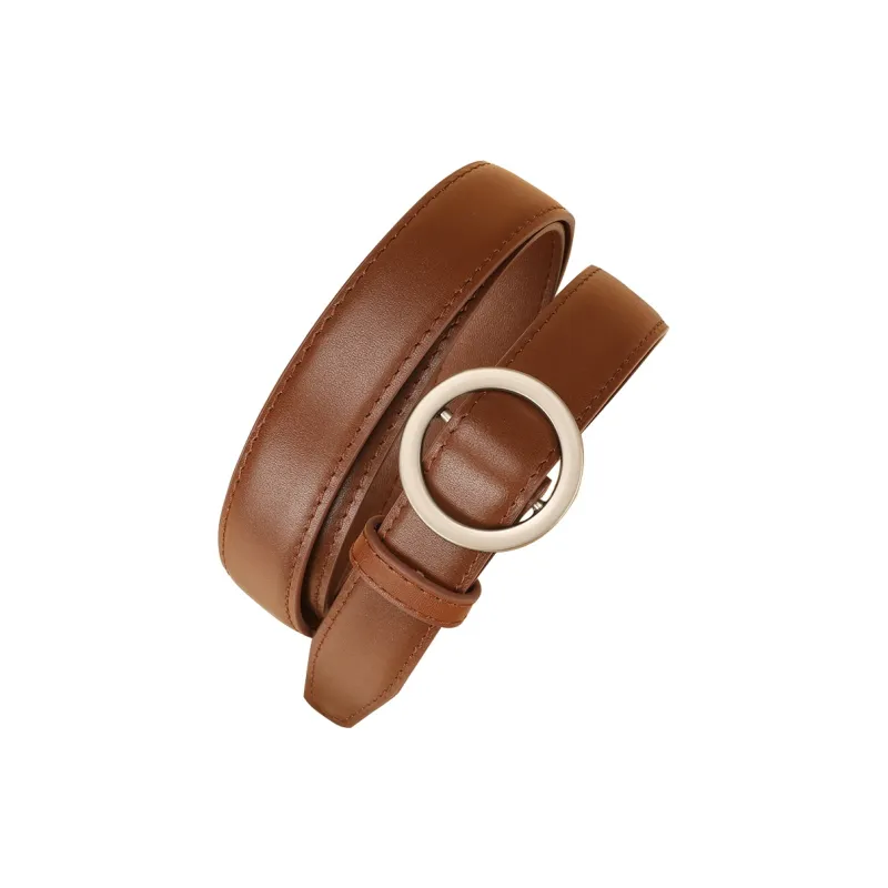 15 MINS Cow Leather Leather Belts Women's Width  2.4cm-7