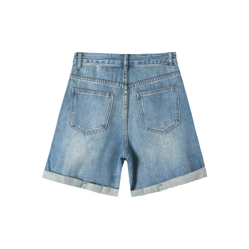 HIPPIEMISS Denim Shorts Women's Vintage Light Blue-1