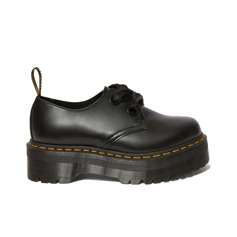 Dr. Martens Holly Leather Platform Shoes 'Black Buttero' Women's-1
