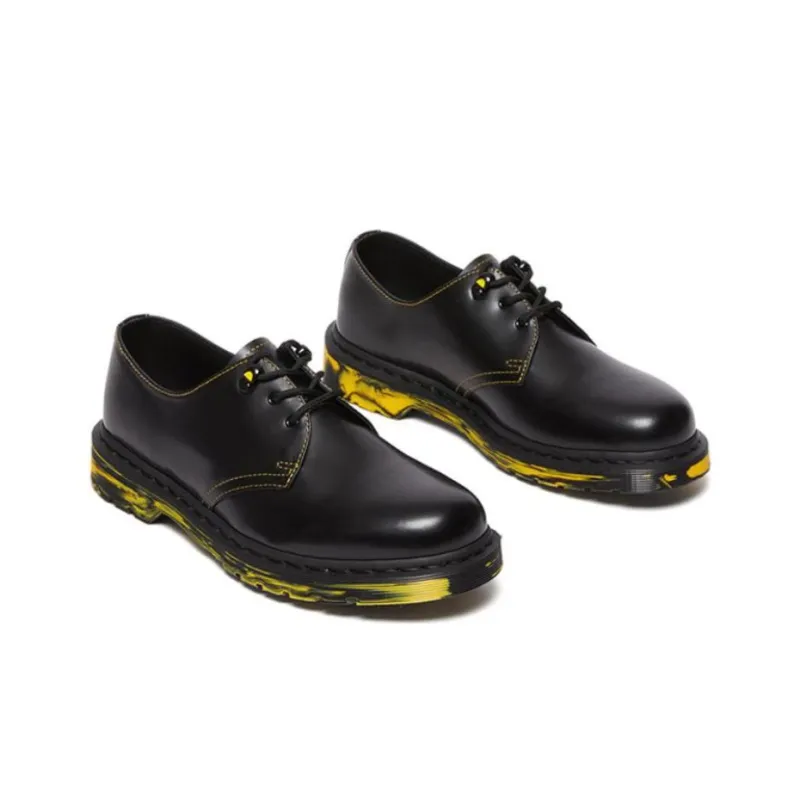 Dr.Martens 1461 Marbled Sole Leather Oxford Shoes 'Black Yellow'-2