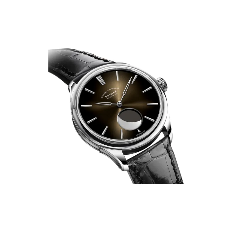 BORMAN Automatic Mechanical Movement Genuine Leather Strap Watch Men's Watches Black Dial-5