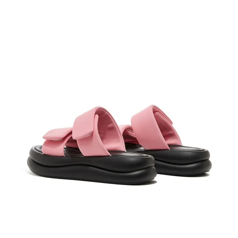 JOSINY PU Polyurethane Stitching Quiet Odor Resistant Abrasion Resistant Slide Slippers Women's Rose Red-2