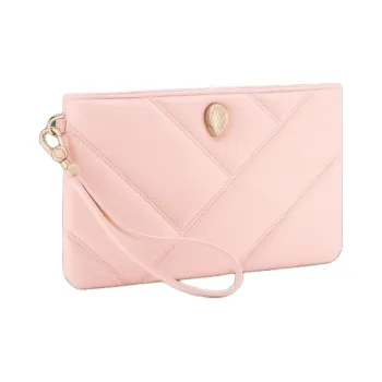BVLGARI Serpenti Cabochon Calfskin Clutch Women's Pink