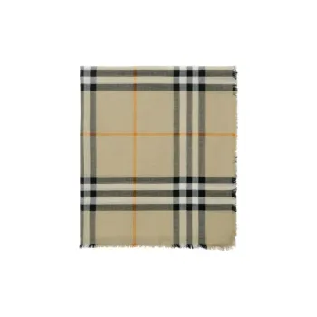 Burberry Check Printed Fringed Scarf