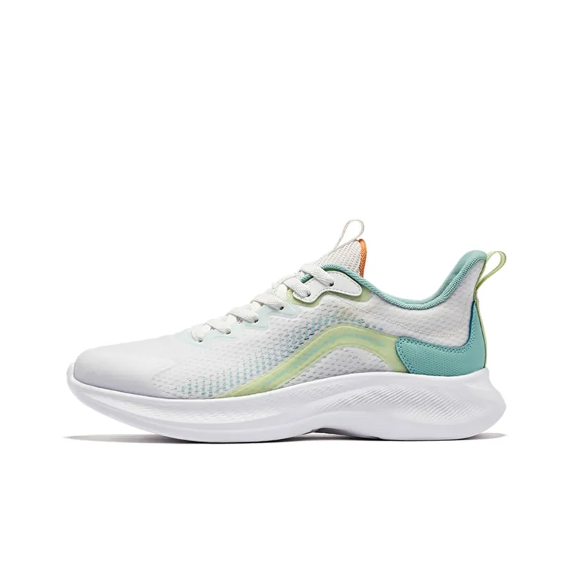 QIAODAN Slip Resistant Low Top Running Shoes Men's White Green-0
