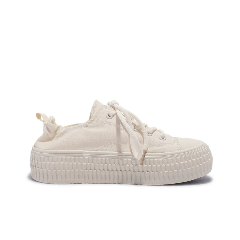 Miss Zhang Anti Slip And Wear Resistant Quick Dry Height Increasing Low Top Canvas Shoes Women's Beige-1