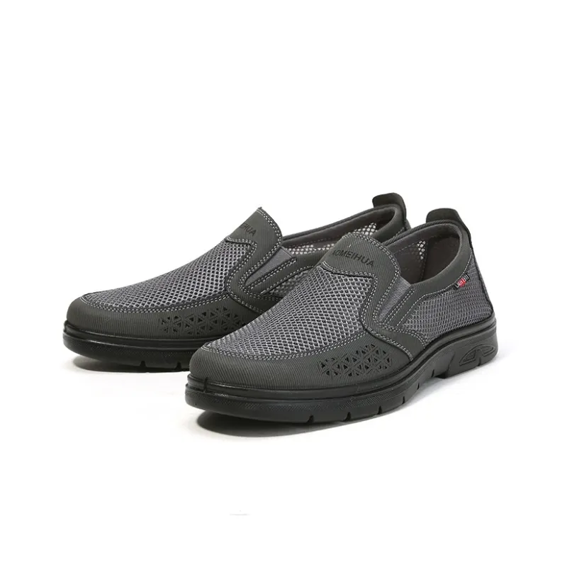 Old Meihua Casual Shoes Men Low Top Black/Gray-7