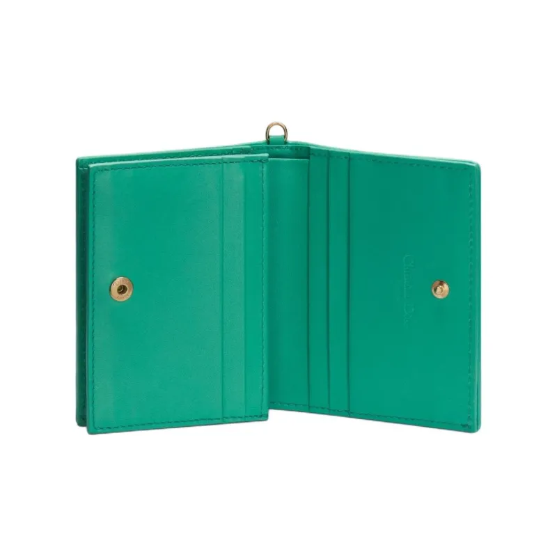 DIOR Lady Dior Lambskin Wallet Mini Women's Tiffany Blue Color-4
