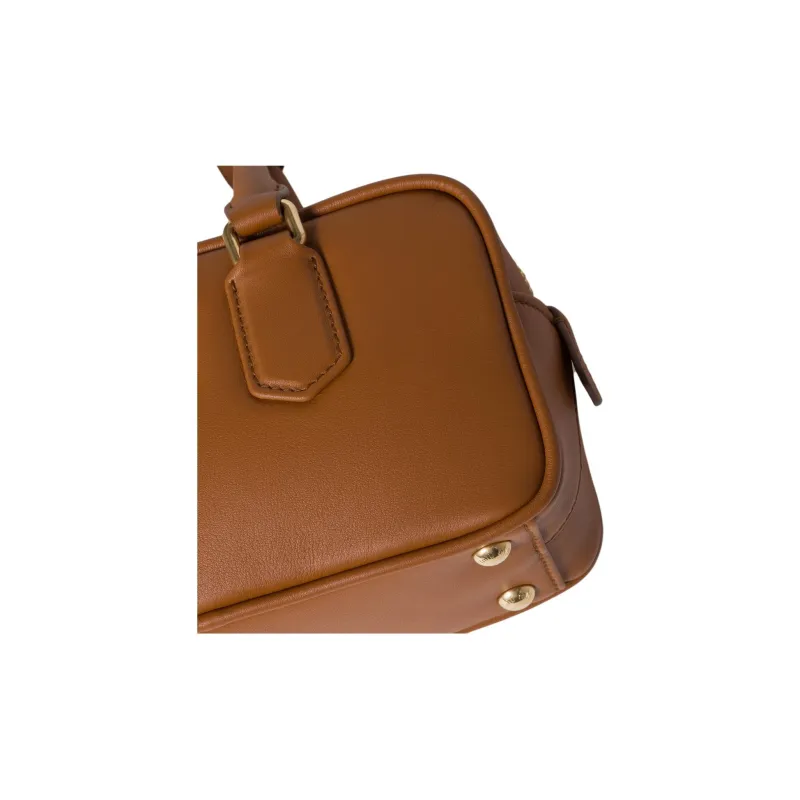 MIU MIU Arcadie Series Leather Bowling Bag Shoulder Bag Crossbody Bag Handbag Women's Cognac-4