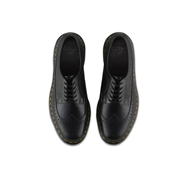 Dr. Martens 3989 Yellow Stitch Smooth Leather Brogue Black-3
