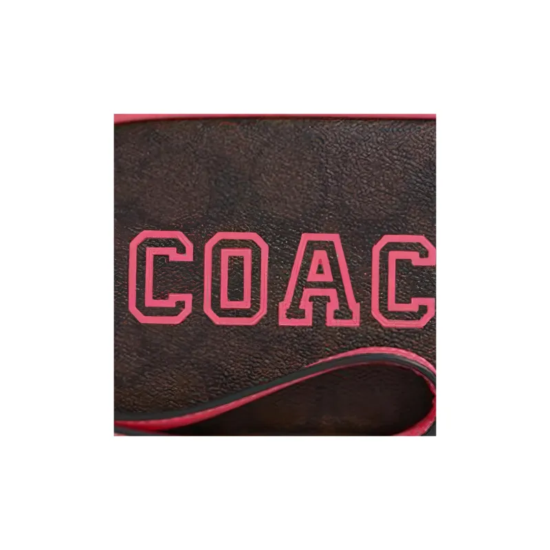 COACH Jamie Artificial Leather Wrist Bag Clutch Handbag Small Size Women's Brown & Watermelon-3