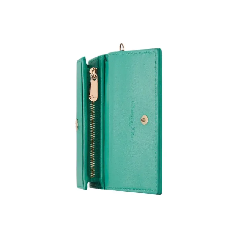 DIOR Lady Dior Lambskin Wallet Mini Women's Tiffany Blue Color-3