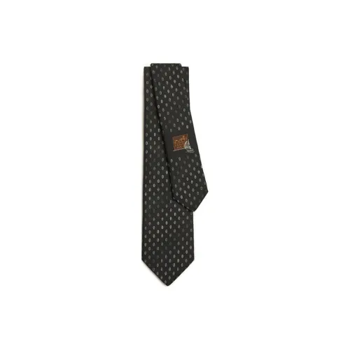 HERMES Mulberry Silk Silk Ties Men's Black