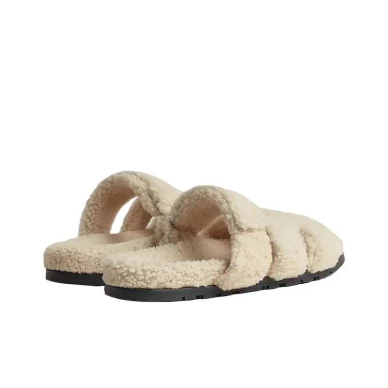 HERMES Chypre Slide Slippers Men's Light Beige-3