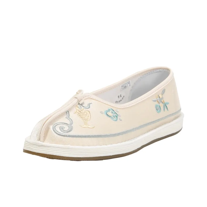 Old Meihua Women's Casual Shoes Hanfu Embroidery Shoes New Chinese Style Women's Ecru-1