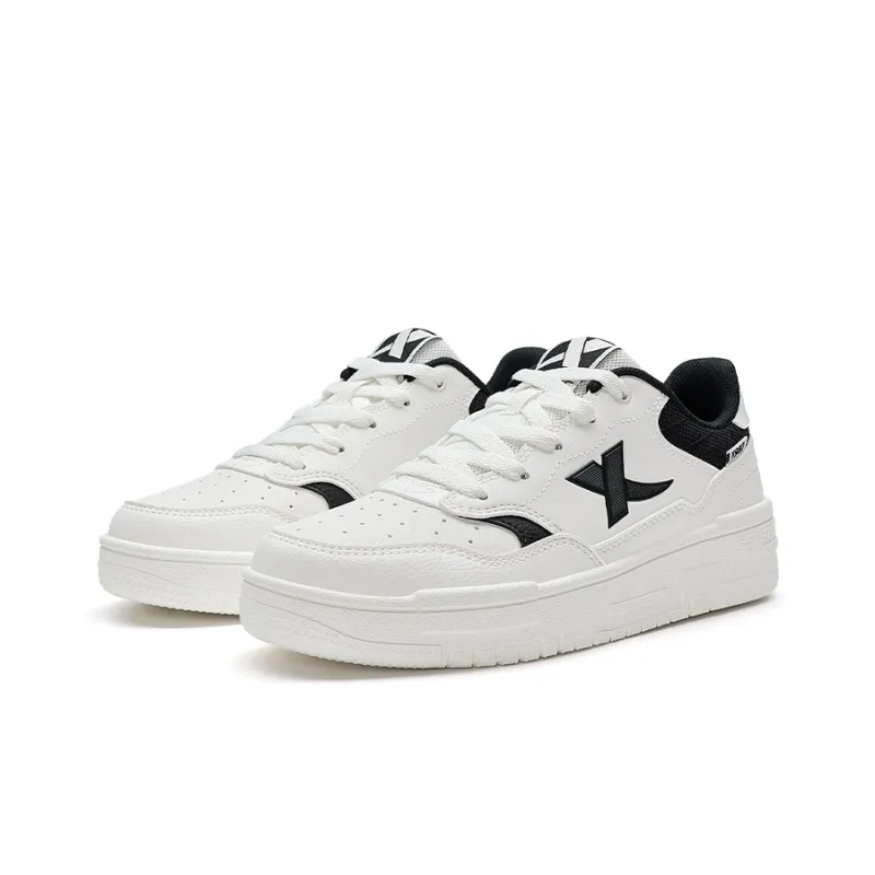 XTEP Air Force 1 2.0 Coverage Wear Resistant Lightweight Low Top Skateboard Shoes Women's Canvas White/Black-4