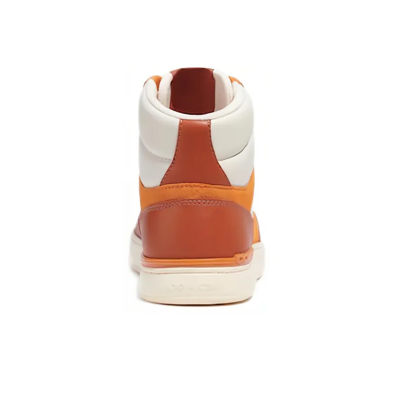 COACH Court Stylish Skateboarding Shoes Men's White Orange-4