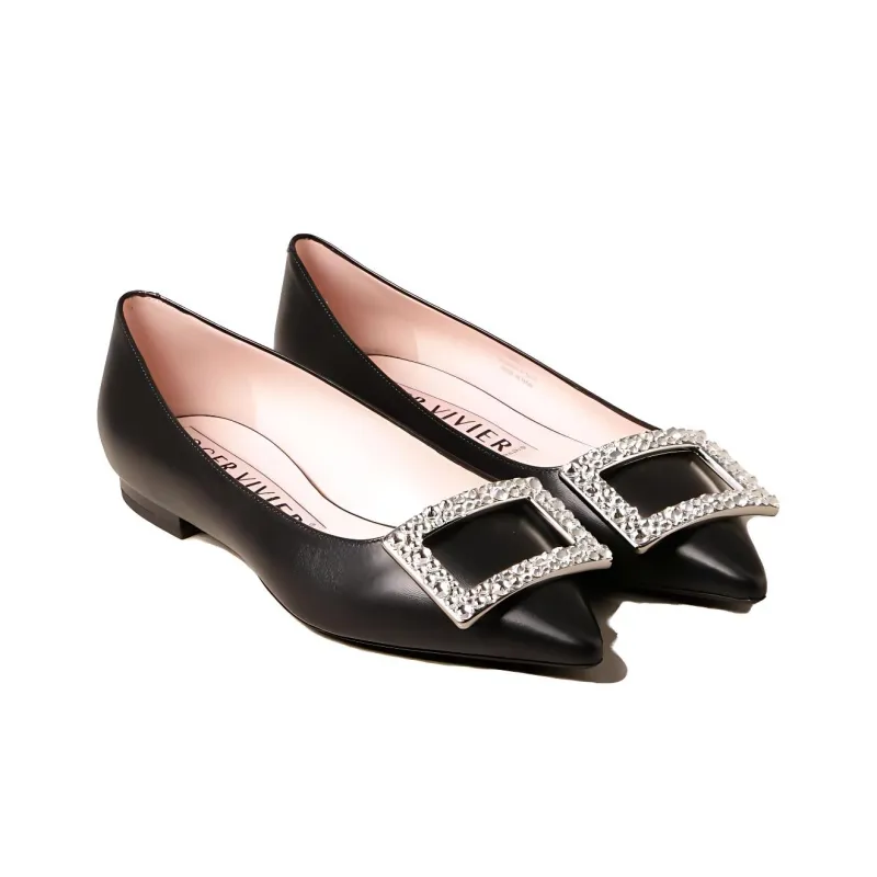 Roger Vivier Gommettine Casual Single Shoes Low Heel Women's Black-3