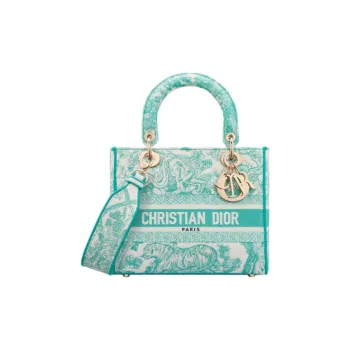 DIOR Lady D Lite Embroidery Shoulder Bag, Crossbody Bag, Handbag Medium Size Women's Mint Green