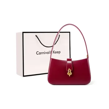 Carnival Keep Cow Leather Shoulder Bag Baguette Bag Handbag Regular Women's Burgundy/Black/Coffee