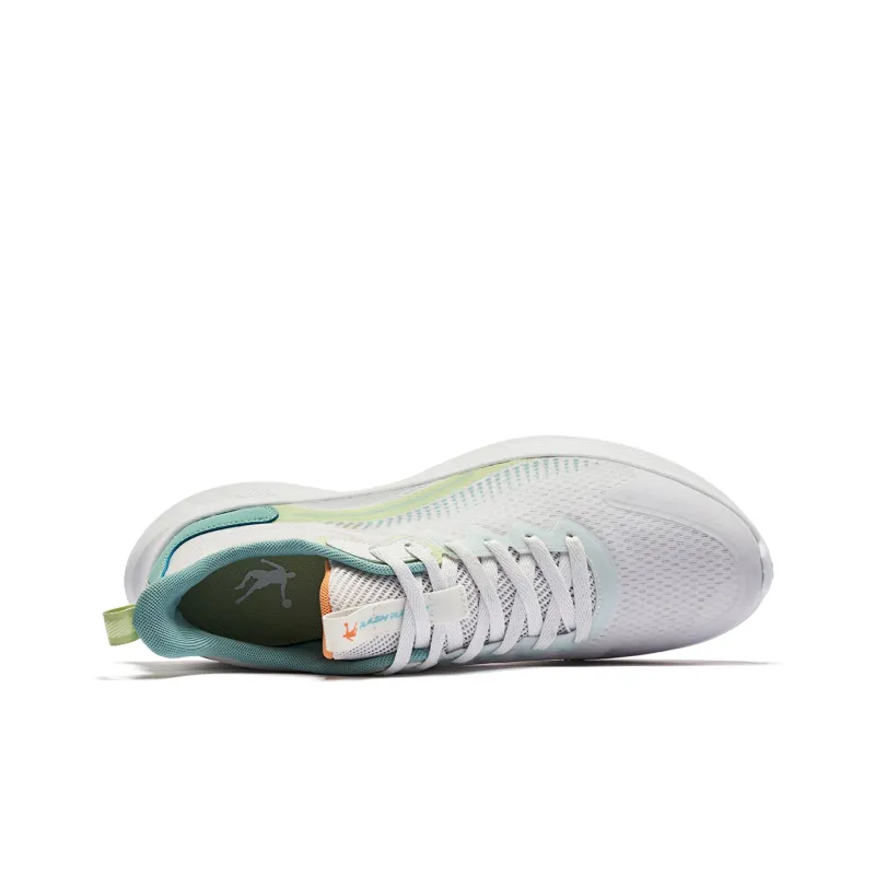 QIAODAN Slip Resistant Low Top Running Shoes Men's White Green-3