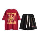 Set (Gucci Red Short-Sleeved+Black Shorts)