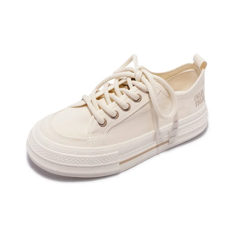 Shen Linsen Anti Slip Wear Resistant Low Top Canvas Shoes Women's Beige-2