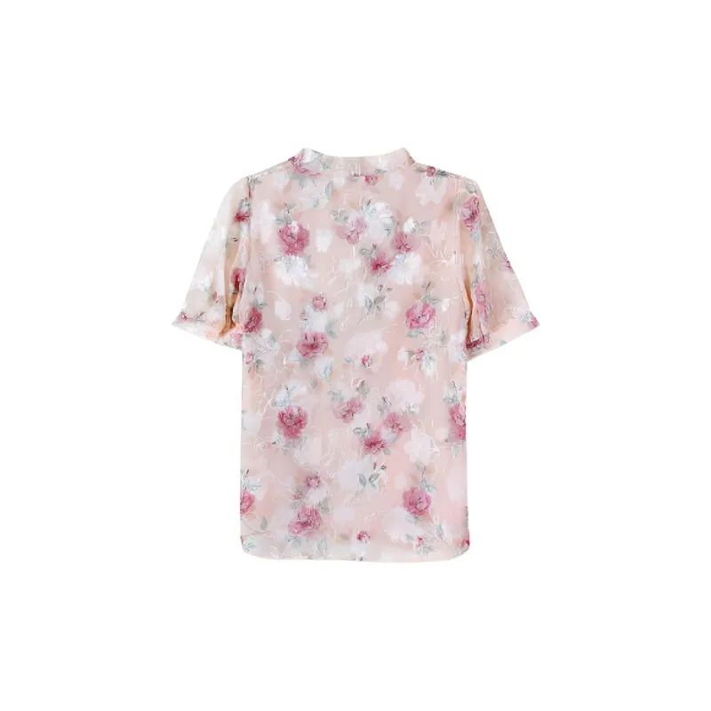 ETSE Shirt Women's Pink Mixed Flowers-1