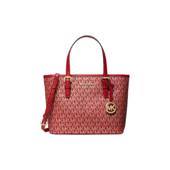 MICHAEL KORS Jet Set Travel Canvas Shoulder Bag Crossbody Bag Handbag Extra Small Women's Chili Red With Gold Accents