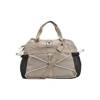 Under Armour Polyester Nylon Blend Portable One Shoulder Crossbody Gym Bags Small Size Women's Taupe & Black
