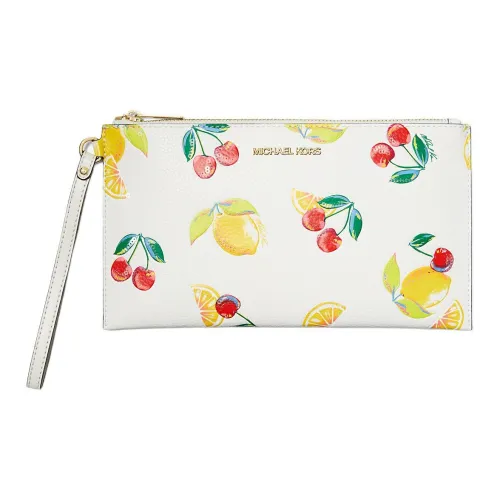 MICHAEL KORS Jet Set Travel Polyurethane Wrist Bag Clutch Large Size Women's Optical White
