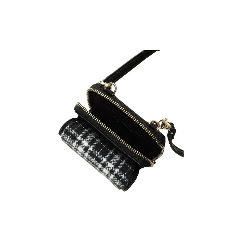 SAMANTHA THAVASA Synthetic Leather Bonded Polyester One Shoulder Crossbody Cell Phone Pouch Women's Black-5