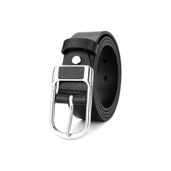 Cows Reign Stainless Steel Pin Buckle Narrow Fit Top Layer Business Cow Leather Leather Belts Men's Width  3.4CM