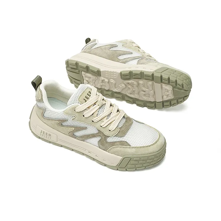 JEEP SPIRIT Single Mesh Versatile Breathable Non-slip Lightweight Low-Top Skateboard Shoes Men's Dragonwell Green-2