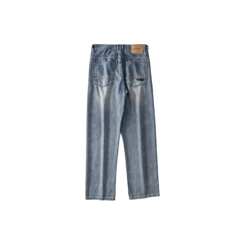 WOOD SOON Vintage Lyocell Trendy Brand Straight Fit Pants Men's Denim Blue-2