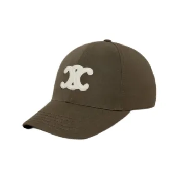 CELINE Cotton Baseball Caps Women's Khaki Army Green