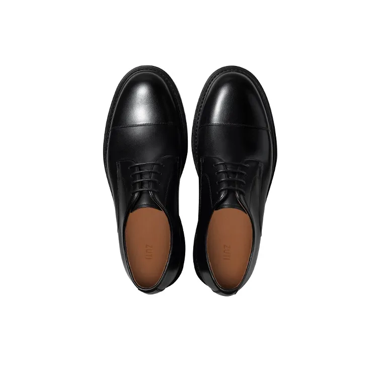 Zuti British Business Brogue Embroidered Derby Shoes Casual Shoes Approx. 7.5cm Men's Black-2