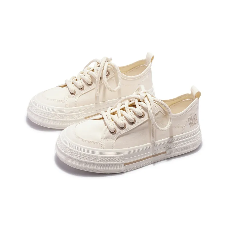 Shen Linsen Anti Slip Wear Resistant Low Top Canvas Shoes Women's Beige-4