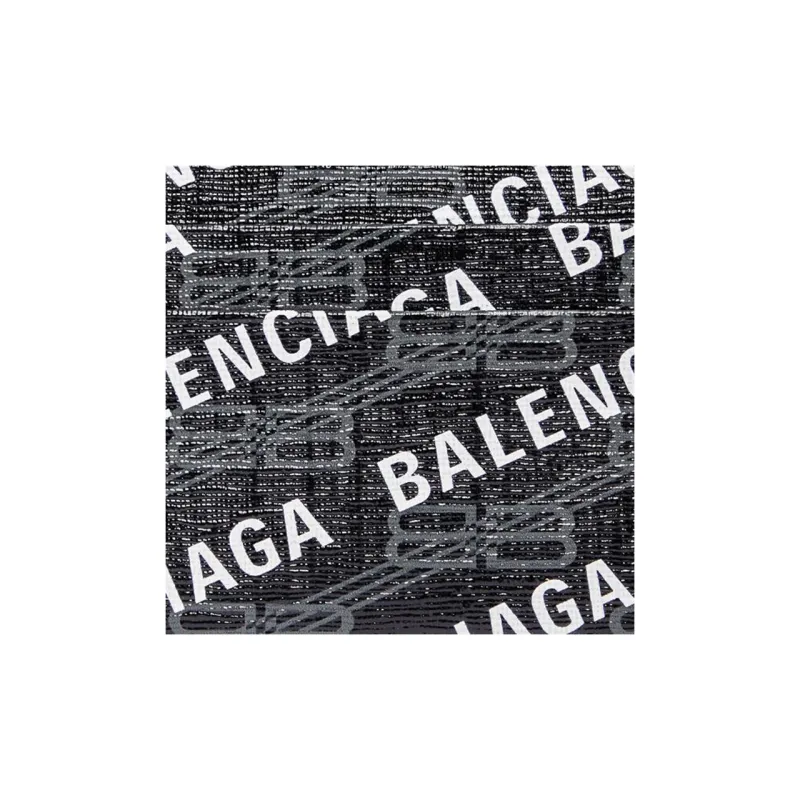 Balenciaga BB MONOGRAM SIGNATURE Canvas Card Clip Card Holder Men's Black White-3