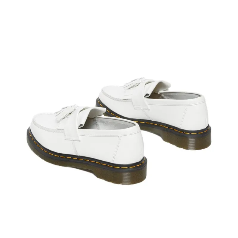 Dr.Martens Adrian Yellow Stitch Leather Tassel Loafers 'White'-2