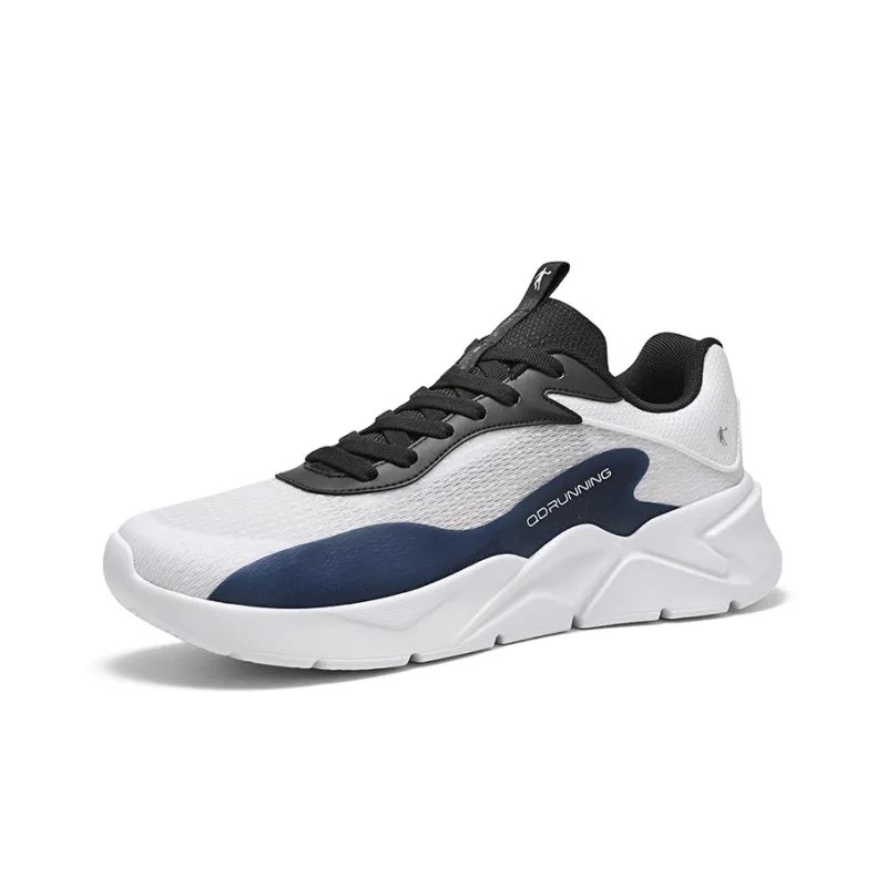 QIAODAN Slip-Resistant Cushioning Low-Top Running Shoes Men's White Black-3